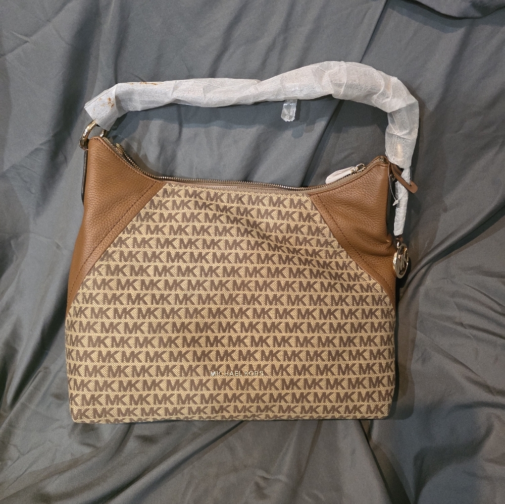 Michael Kors Signature Brown and Tan Shoulder Bag